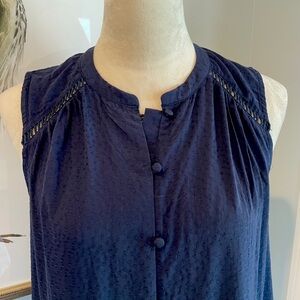 Chelsea28 Navy color Button-Front Sleeveless Top Women's Nordstrom NEW W/Tag